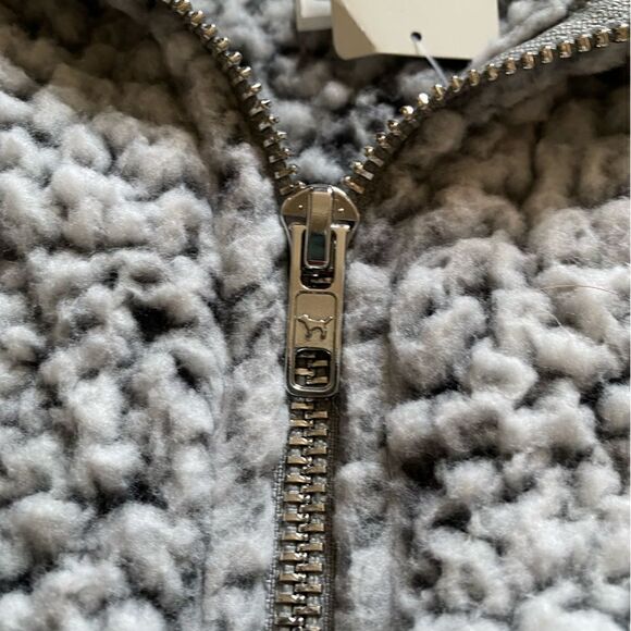 Victoria’s Secret PINK Pullover Sherpa Quarter Zip Top Crop New Women Size Small - Picture 3 of 7